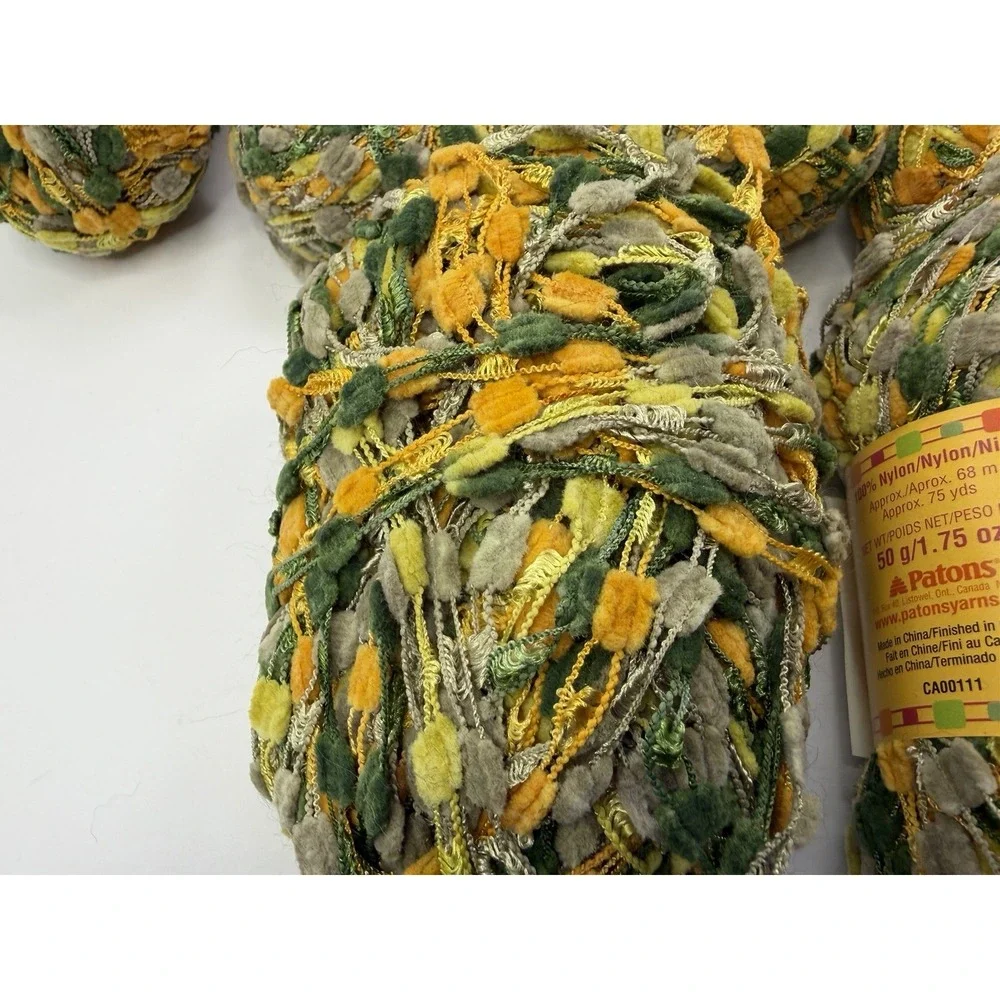 Patons Evita Yarn Bulky Novelty Ladder Costa Lot Of‎ 12 Orange Green 100% Nylon